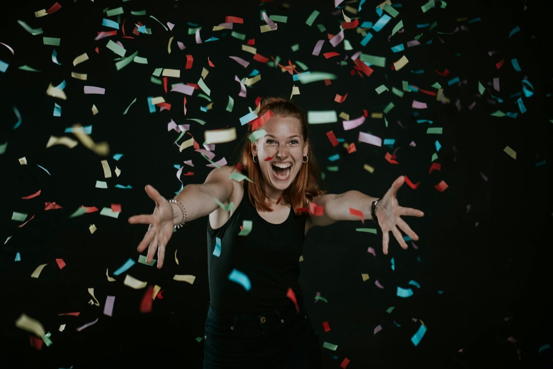 person celebrating small win